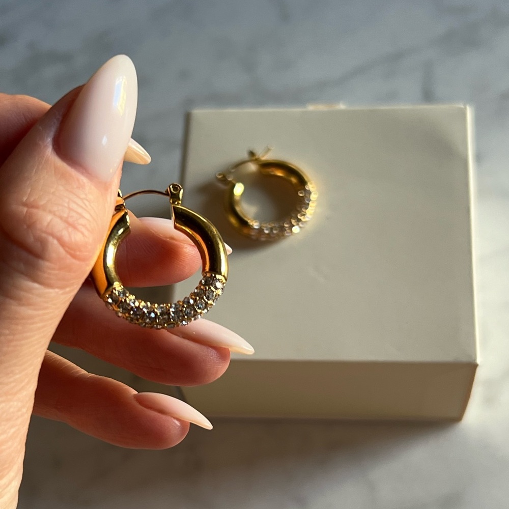 14k gold plated IceLink hoops with diamonds